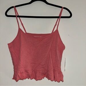 American Eagle Ruffle Trim Cropped Tank Top Medium NWT